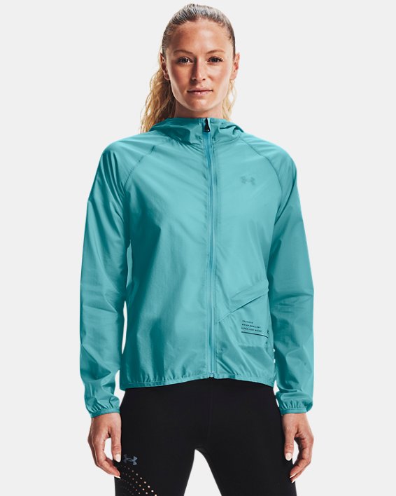 Women's UA Qualifier Storm Packable Jacket, Blue, pdpMainDesktop image number 0